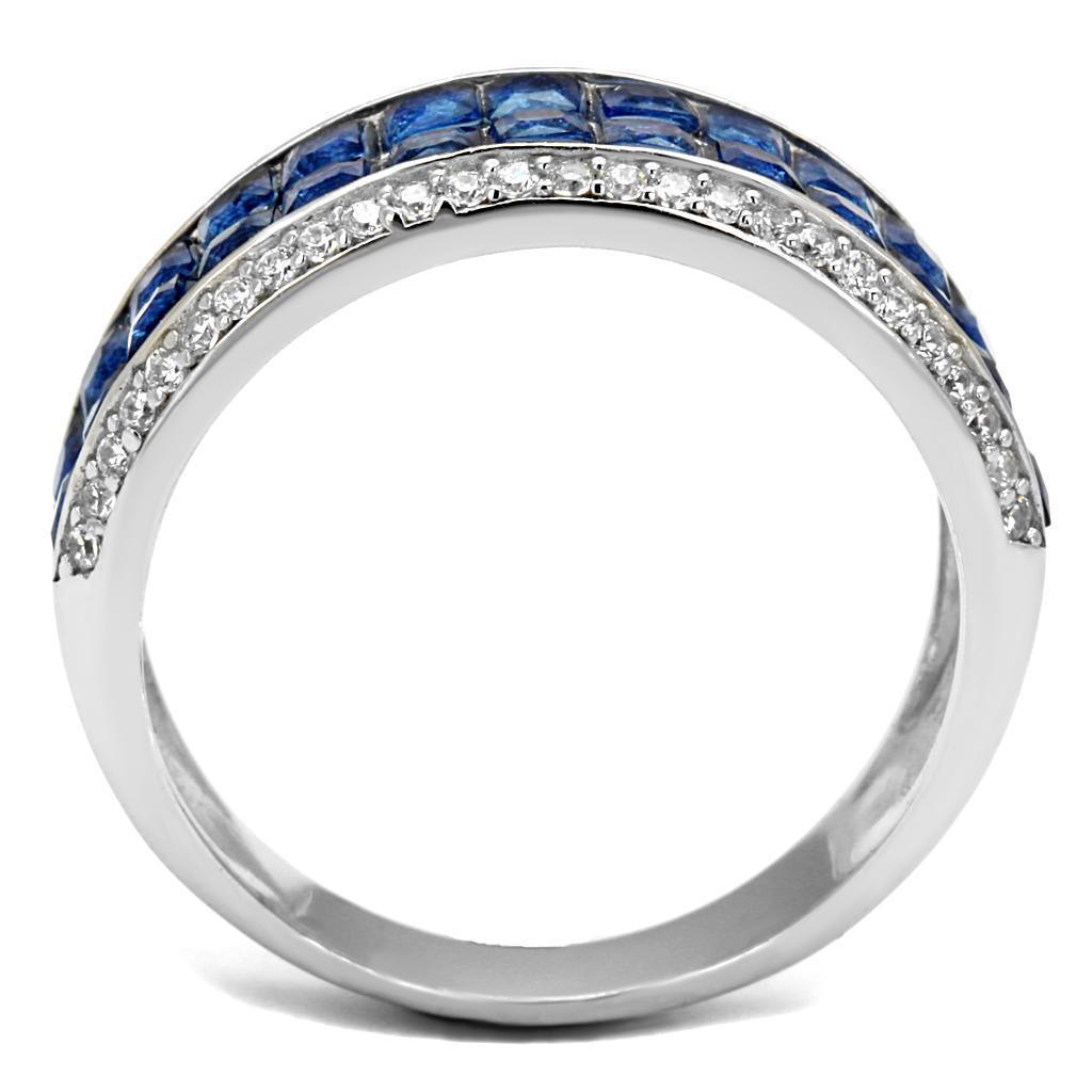 Women's Jewelry - Rings TS526 - Rhodium 925 Sterling Silver Ring with Synthetic Synthetic Glass in Montana