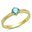 Women's Jewelry - Rings TS561 - Gold 925 Sterling Silver Ring with AAA Grade CZ in Sea Blue