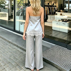 Silky women's tube top with lace details, perfect for summer outings