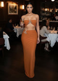 Women's orange tube top skirt set, perfect for clubwear outings