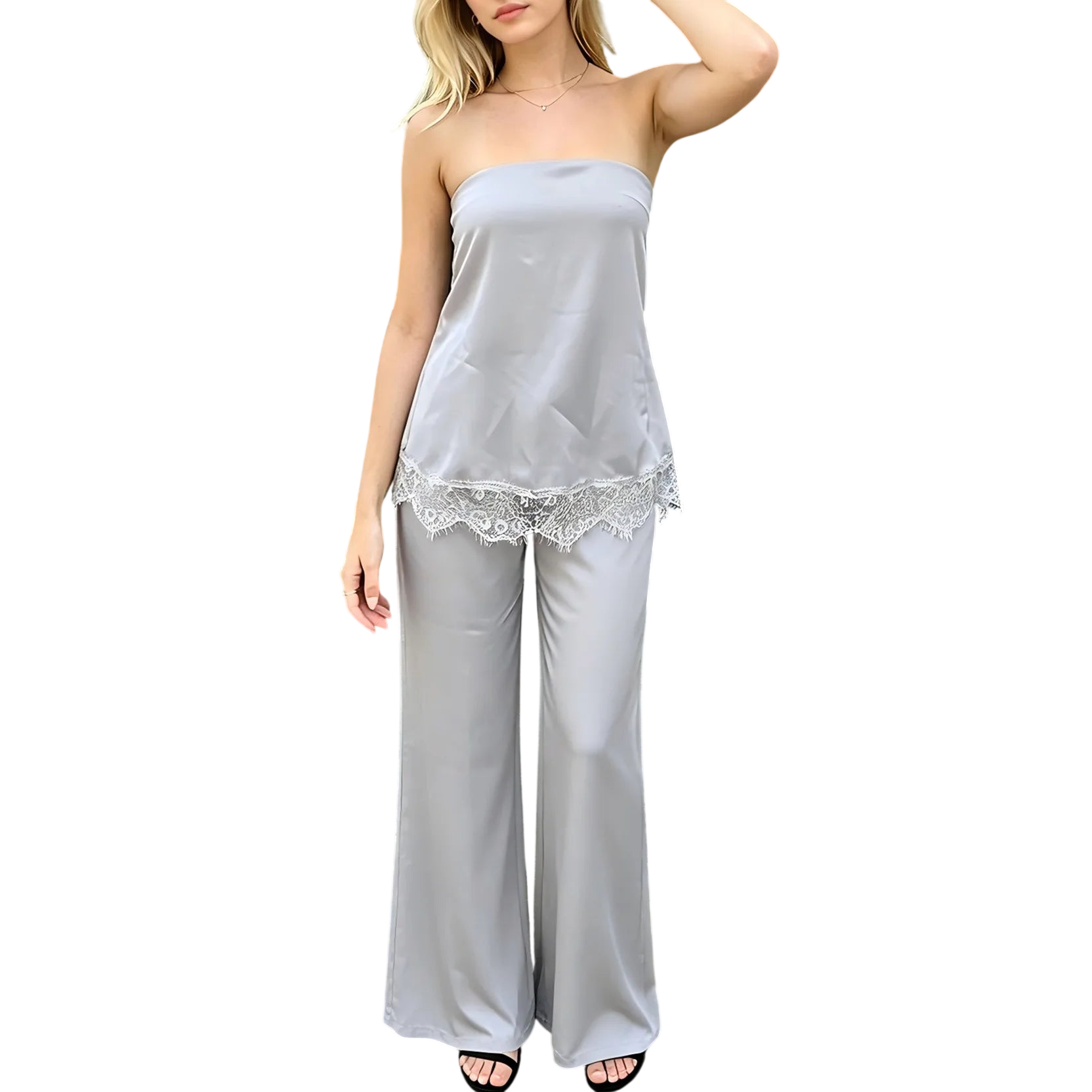 Elegant Lace Trim Tube Top for Women Travel Wardrobe