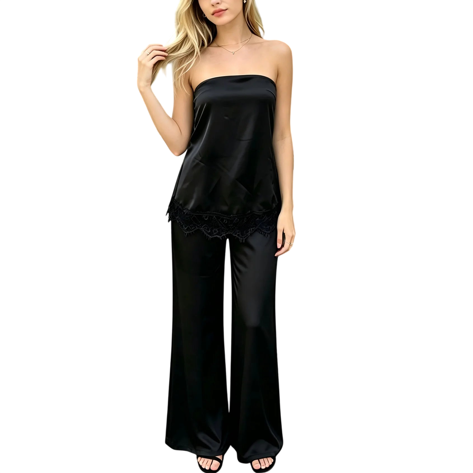 Elegant Lace Trim Tube Top for Women Travel Wardrobe
