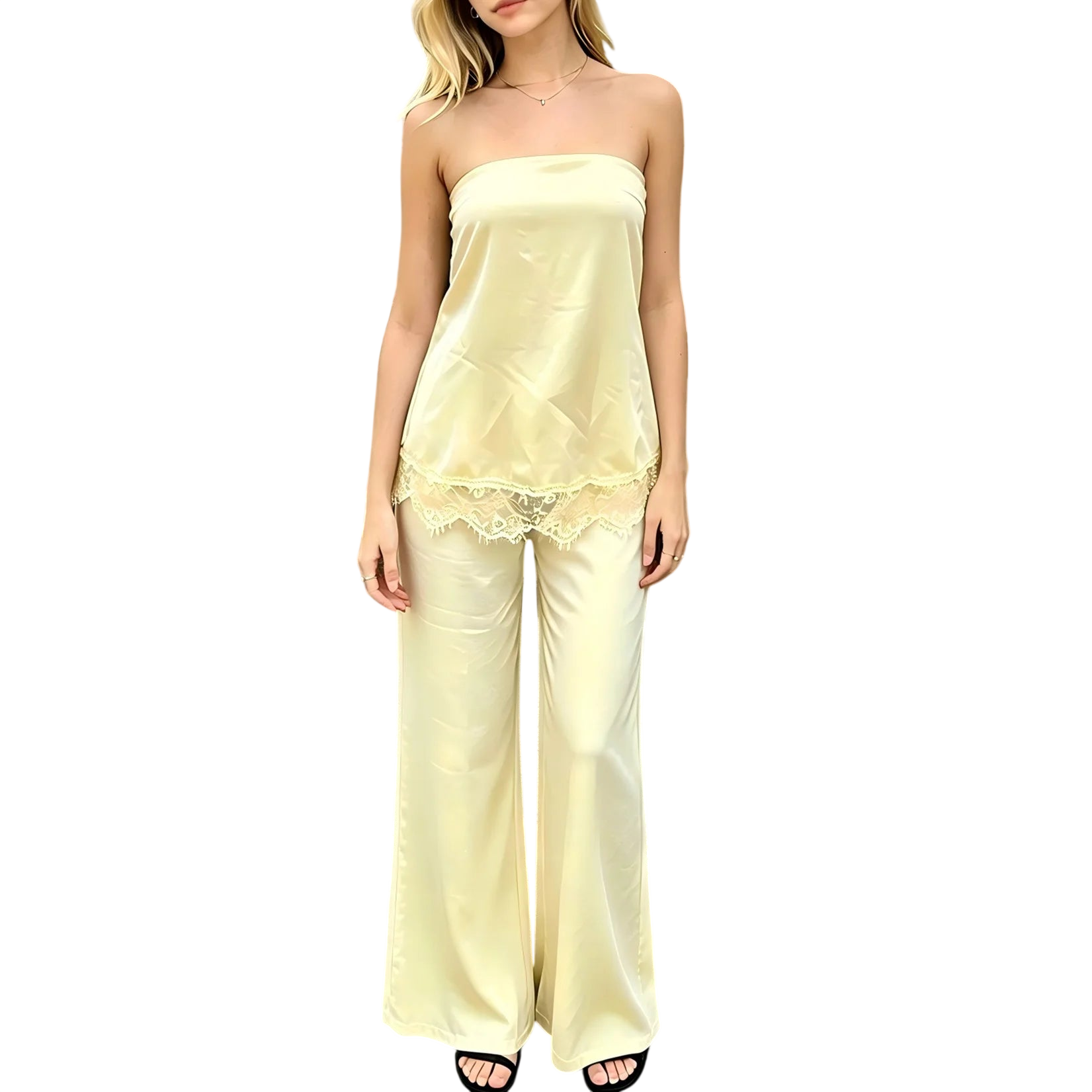 Elegant Lace Trim Tube Top for Women Travel Wardrobe