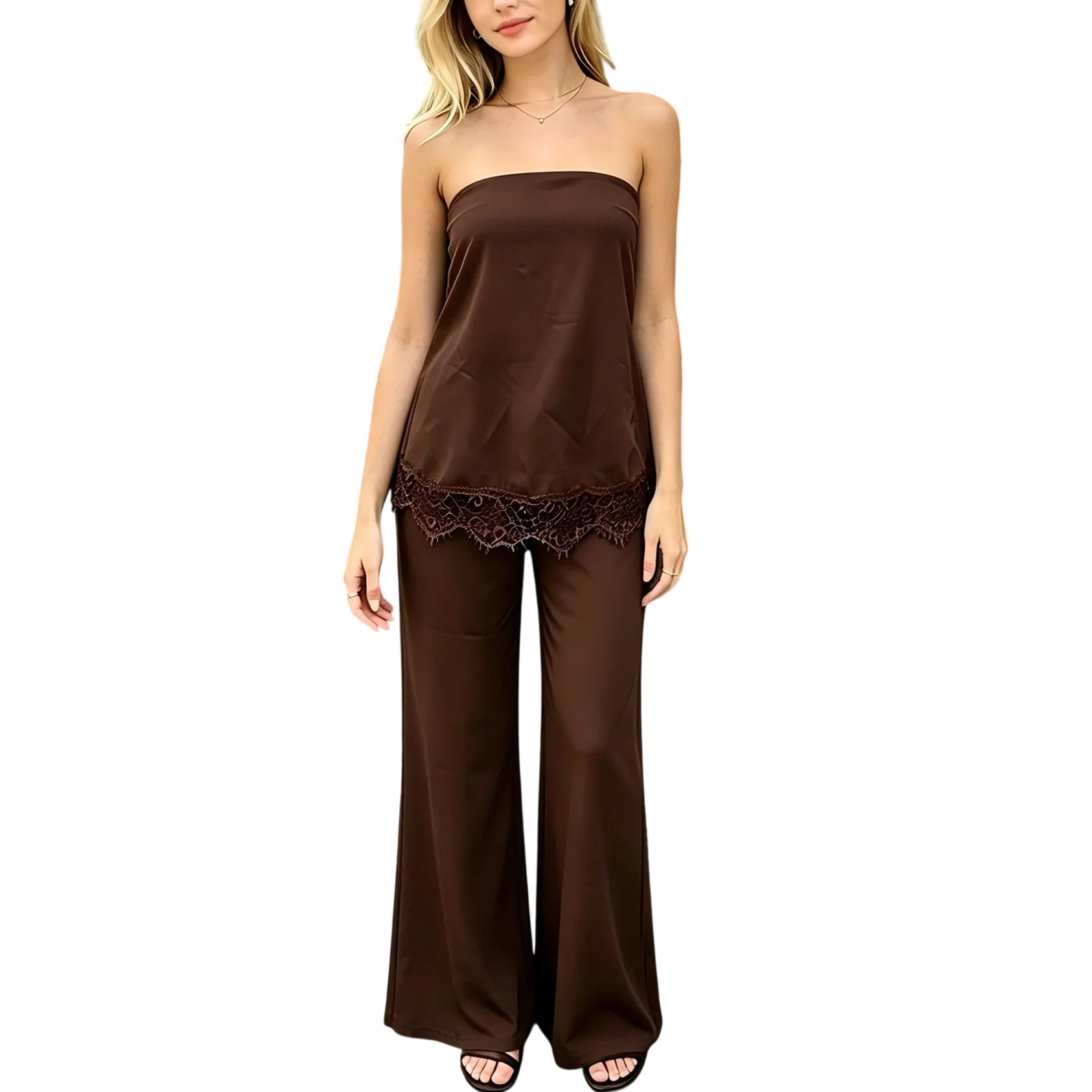 Elegant Lace Trim Tube Top for Women Travel Wardrobe