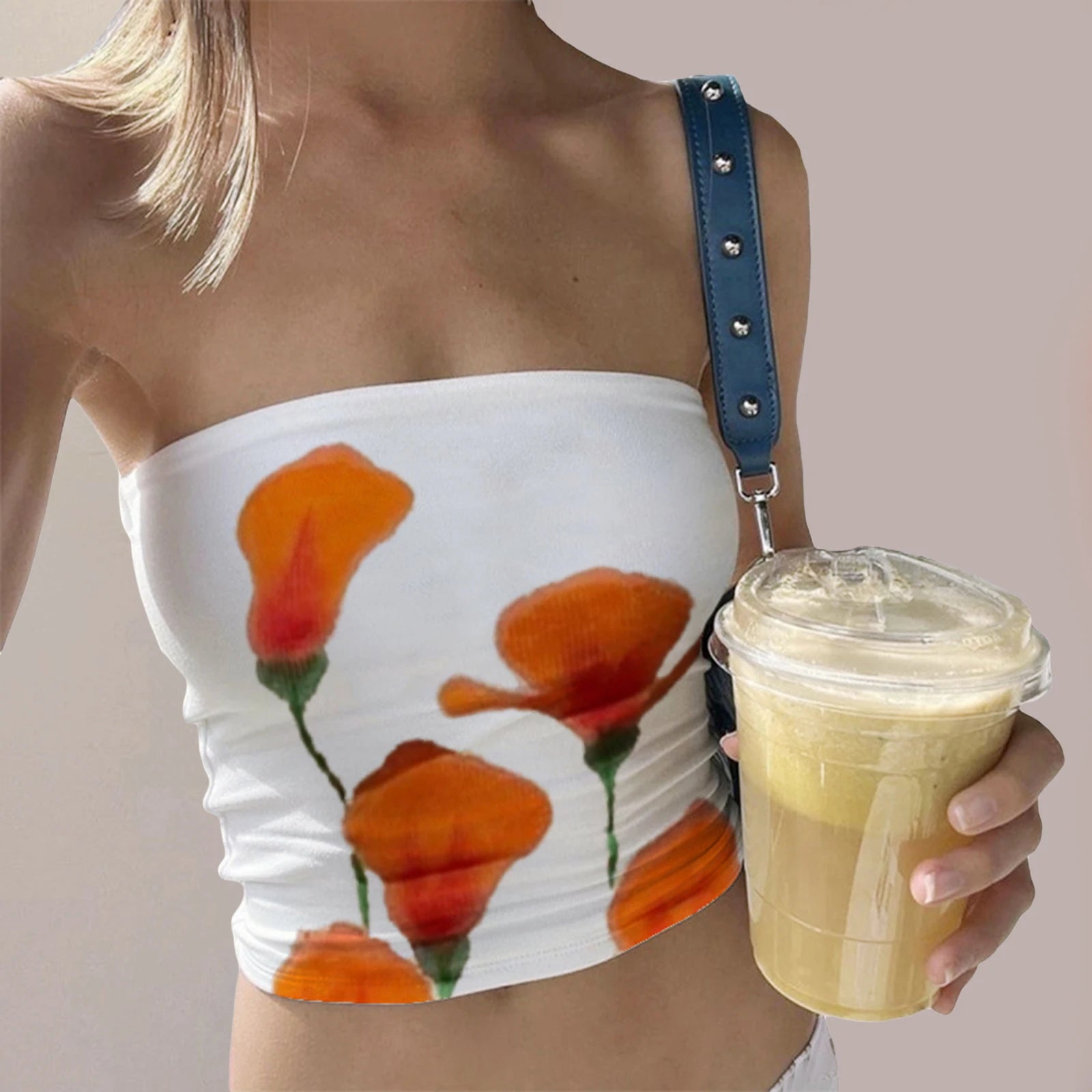 Women's floral tube top, lightweight cotton, perfect for summer outings