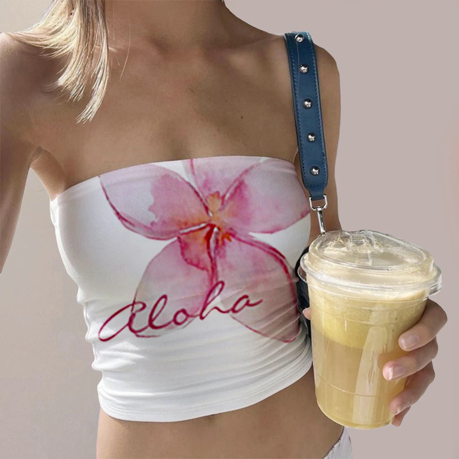 Women's tube top with floral design, perfect for summer outings