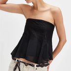 Women's black lace tube top, lightweight for summer outings