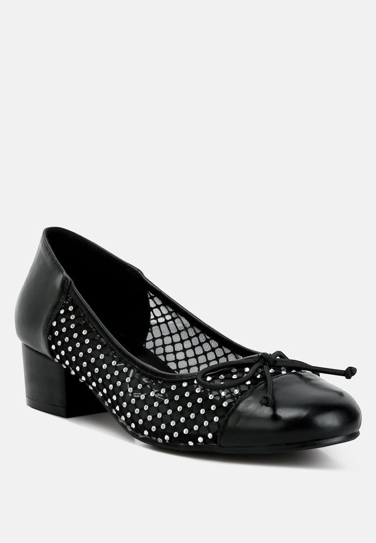 Tudum Rhinestone Detail Mesh Ballerinas