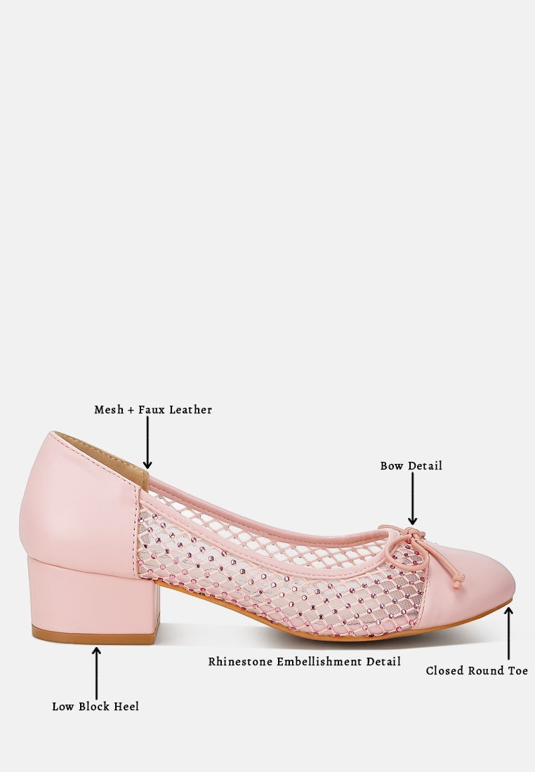 Tudum Rhinestone Detail Mesh Ballerinas