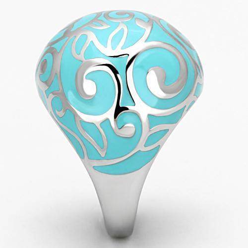 Turquoise inlay cocktail ring with intricate silver filigree design for stylish women