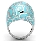 Stunning turquoise inlay cocktail ring with intricate silver swirl design for a stylish touch