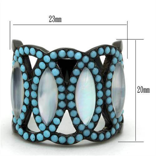 Turquoise inlay statement ring for women featuring a unique open design and elegant detailing
