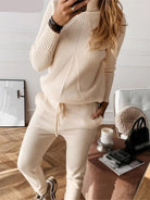 Women's Outfits & Sets Turtleneck Sweater And Elastic Trousers Pants Knitted Two Piece Set