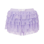 Women's lavender tutu shorts with lace layers for fun outings