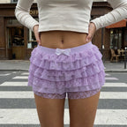 Women's lavender tutu shorts in lace for summer outings