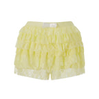 Women's yellow tutu shorts with lace ruffles for summer fun