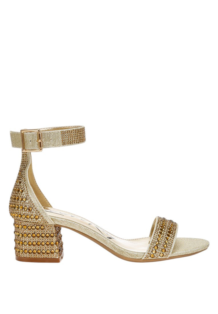 Twerky Rhinestones Embellished Block Sandals