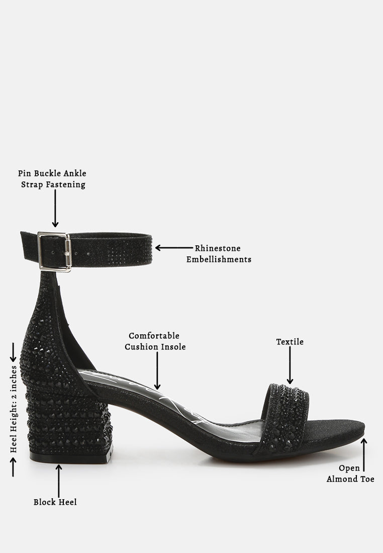 Twerky Rhinestones Embellished Block Sandals