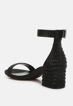 Twerky Rhinestones Embellished Block Sandals