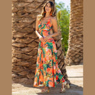 Twisted Printed V-Neck Cami Dress - VacationGrabs