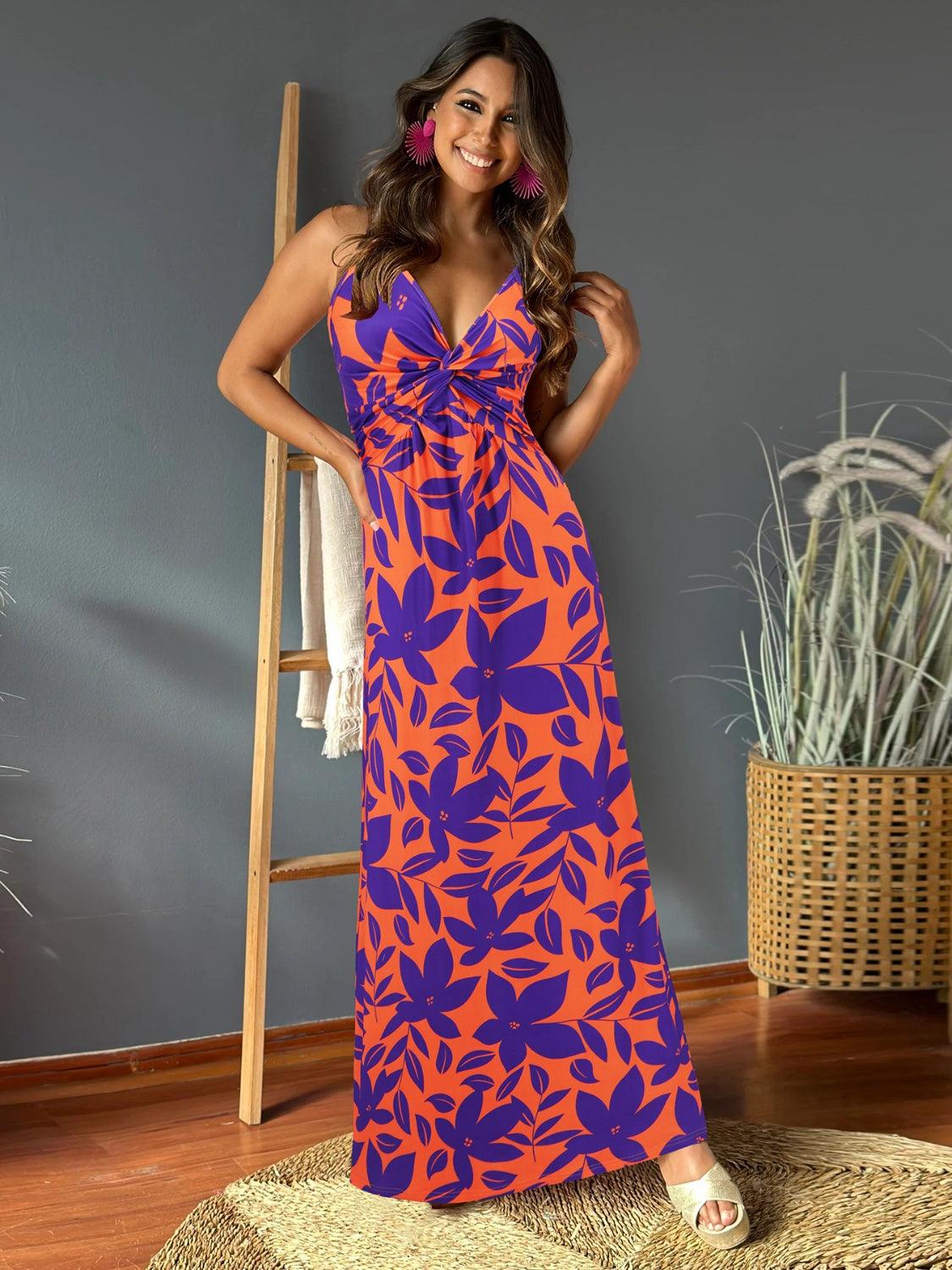 Women's Dresses Twisted Printed V-Neck Cami Dress