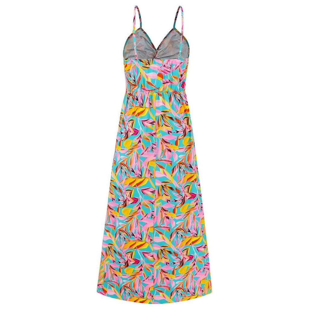 Twisted Printed V-Neck Cami Dress - VacationGrabs