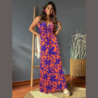 Twisted Printed V-Neck Cami Dress - VacationGrabs