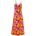 Twisted Printed V-Neck Cami Dress - VacationGrabs