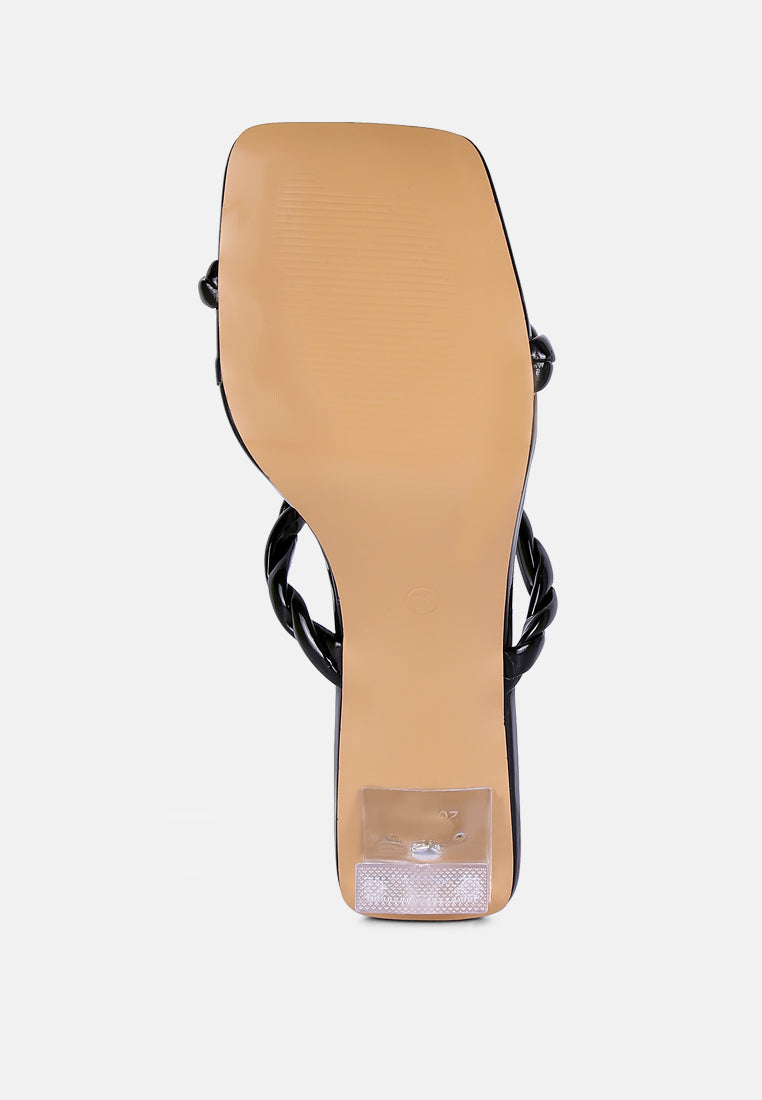 Sole of London Rag International twisted strap mid heel sandals showcasing a sleek design and comfort.