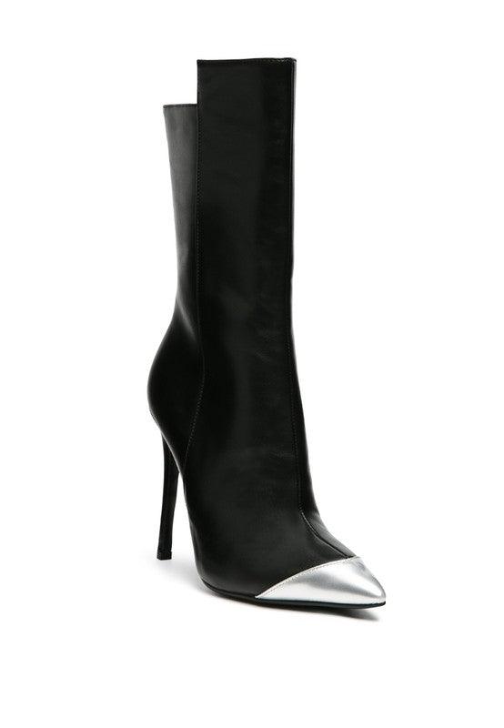 Women's Shoes - Boots Twitch Silver Dip Stiletto Boot In Black