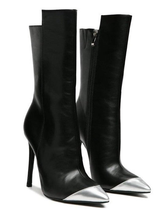 Women's Shoes - Boots Twitch Silver Dip Stiletto Boot In Black