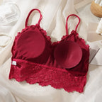 Burgundy two-piece lace underwear for travel, soft fabric design