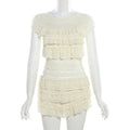 Women's cream two piece set in lace for summer outings