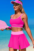 Women's pink two piece swimsuit, perfect for beach and pool fun