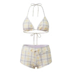 Women's plaid two piece swimsuit, breathable fabric, perfect for beach days