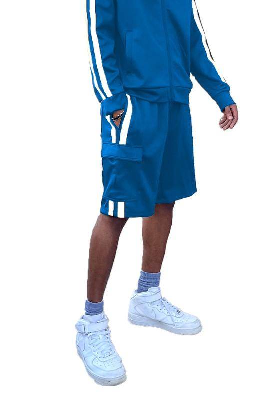 Two Stripe Cargo Pouch Shorts - VacationGrabs