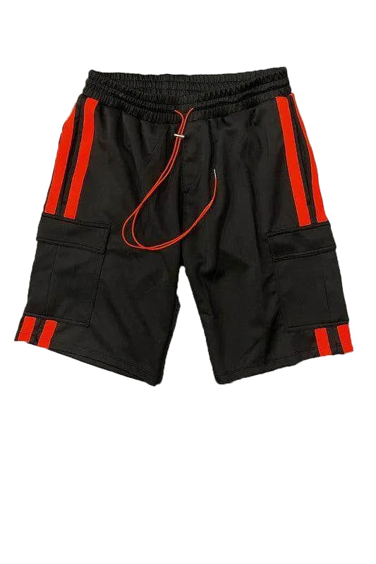 Two Stripe Cargo Pouch Shorts - VacationGrabs