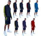 Men's 2PC Track Sets featuring two stripe track jacket shorts in various colors for athletic wear