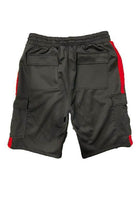 Men's 2PC Track Set featuring two stripe track jacket shorts in black with red detailing