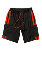 Men's 2PC Track Sets featuring two stripe track jacket shorts with cargo pockets and adjustable waistband