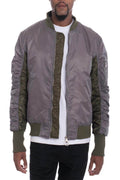 VacationGrabs two tone bomber for men featuring a stylish design with quilted sleeves