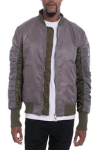 VacationGrabs two tone bomber for men featuring a stylish design with quilted sleeves