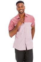 Two tone casual shirt for men in red and white, perfect for relaxed summer outings