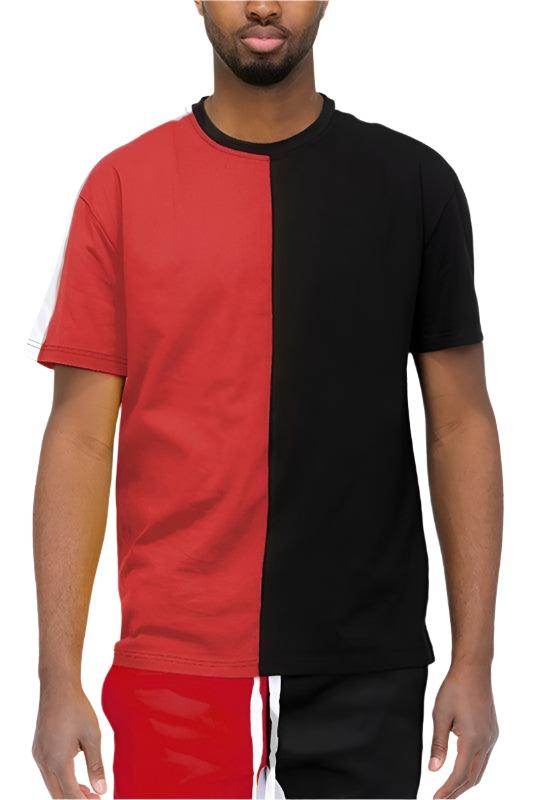 Split Color Block Short Sleeve Shirts - VacationGrabs