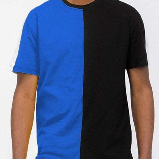 Men's Shirts - Tee's Two Tone Color Block Short Sleeve Tshirt