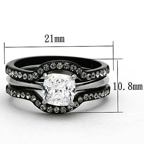 Beautiful two tone engagement rings for women featuring a squared center stone and sparkling accents