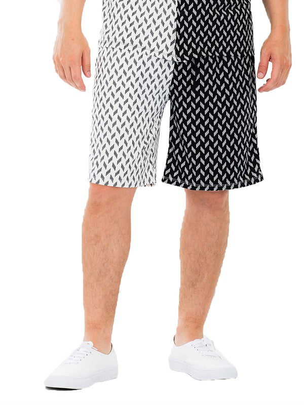 WEIV two tone summer shorts for men featuring black and white pattern with casual fit