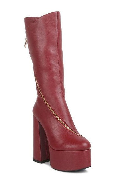 Women's Shoes - Boots Tzar Faux Leather High Heeled Platfrom Calf Boots