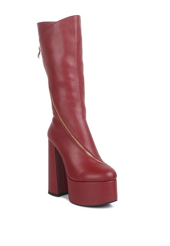 Women's Shoes - Boots Tzar Faux Leather High Heeled Platfrom Calf Boots