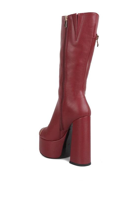 Women's Shoes - Boots Tzar Faux Leather High Heeled Platfrom Calf Boots